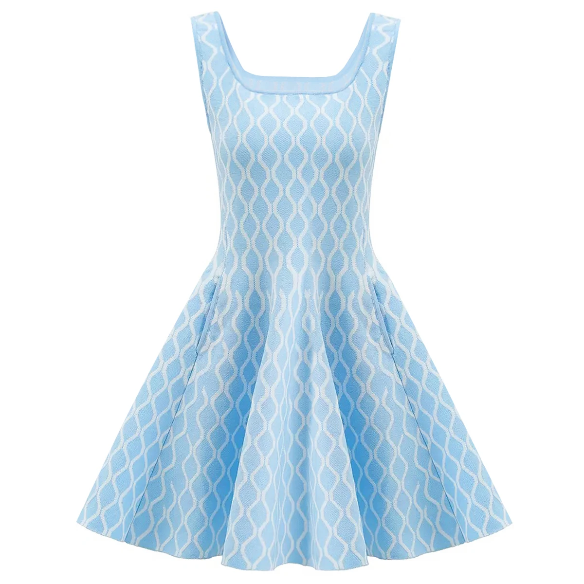 High Quality Elastic Knitted New Fashionable Square Neck Sleeveless Wavy A-line Large Swing Slim Fit Women's Dress
High Quality Elastic Knitted New Fashionable Square Neck Sleeveless Wavy A-line Large Swing Slim Fit Women's Dress
