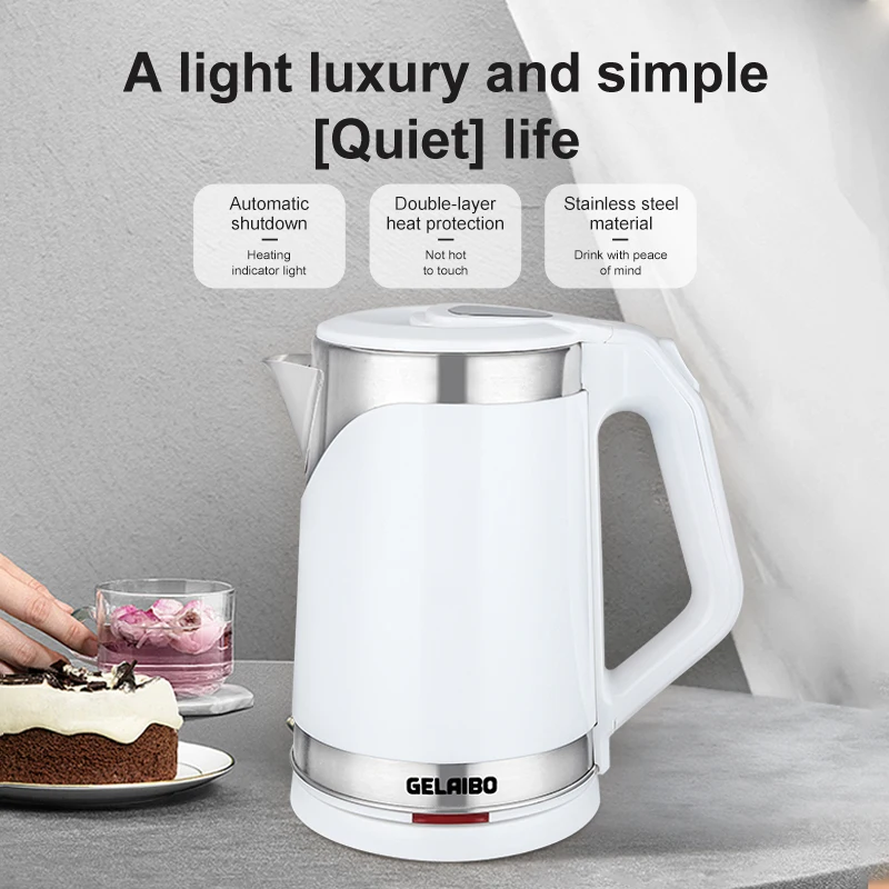 GELAIBO electric kettle, double-layer anti-scalding, fast boiling water, large capacity of 2.0 liters, one-button boiling water,
GELAIBO electric kettle, double-layer anti-scalding, fast boiling water, large capacity of 2.0 liters, one-button boiling water,