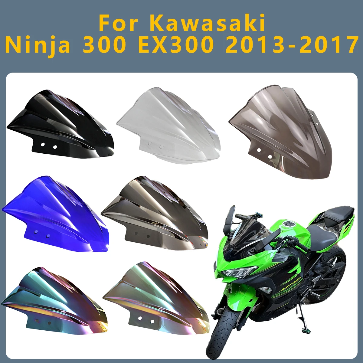 Motorcycle Front Windscreen Wind Deflector Windshield Double Bubble For Kawasaki Ninja 300 EX300 EX 2017 2016 2013-2015 EX-300
Motorcycle Front Windscreen Wind Deflector Windshield Double Bubble For Kawasaki Ninja 300 EX300 EX 2017 2016 2013-2015 EX-300