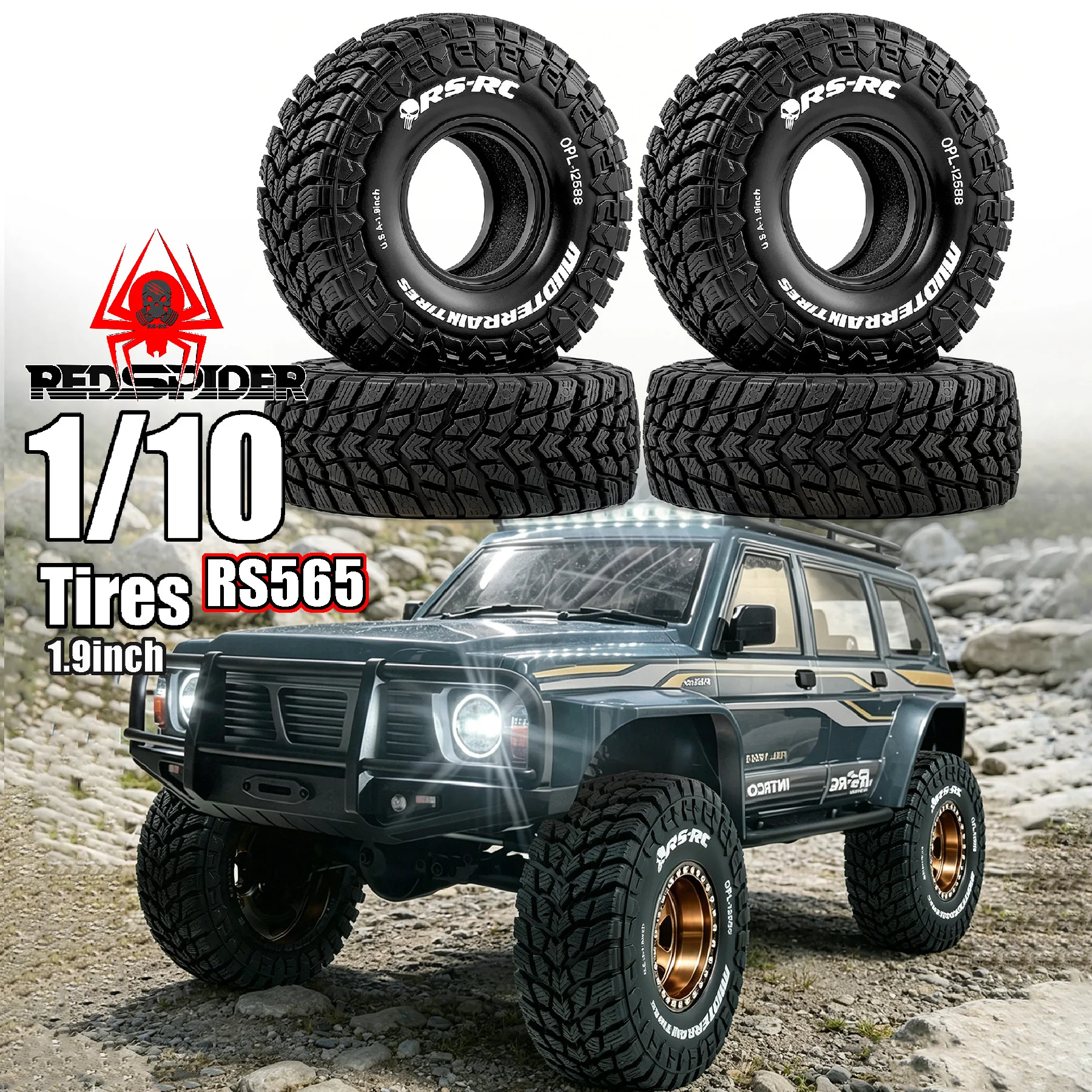 RED SPIDER 4pcs 1.9 inch Tire Rubber Tires Outer diameter 4.73inch for 1/10 RC Car Axial SCX10 II Traxxas TRX4 4WD Redcat Gen8
RED SPIDER 4pcs 1.9 inch Tire Rubber Tires Outer diameter 4.73inch for 1/10 RC Car Axial SCX10 II Traxxas TRX4 4WD Redcat Gen8