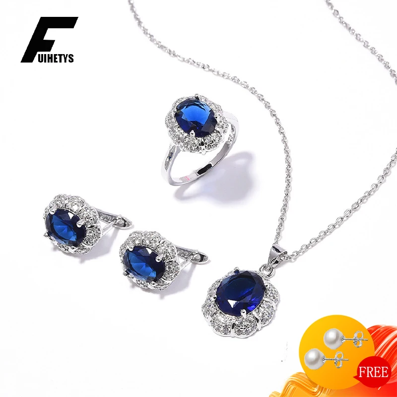 FUIHETYS Trendy Ring Earrings Necklace Jewelry Set with Zircon 925 Silver Accessories for Women Wedding Party Gift Size 6-10
FUIHETYS Trendy Ring Earrings Necklace Jewelry Set with Zircon 925 Silver Accessories for Women Wedding Party Gift Size 6-10