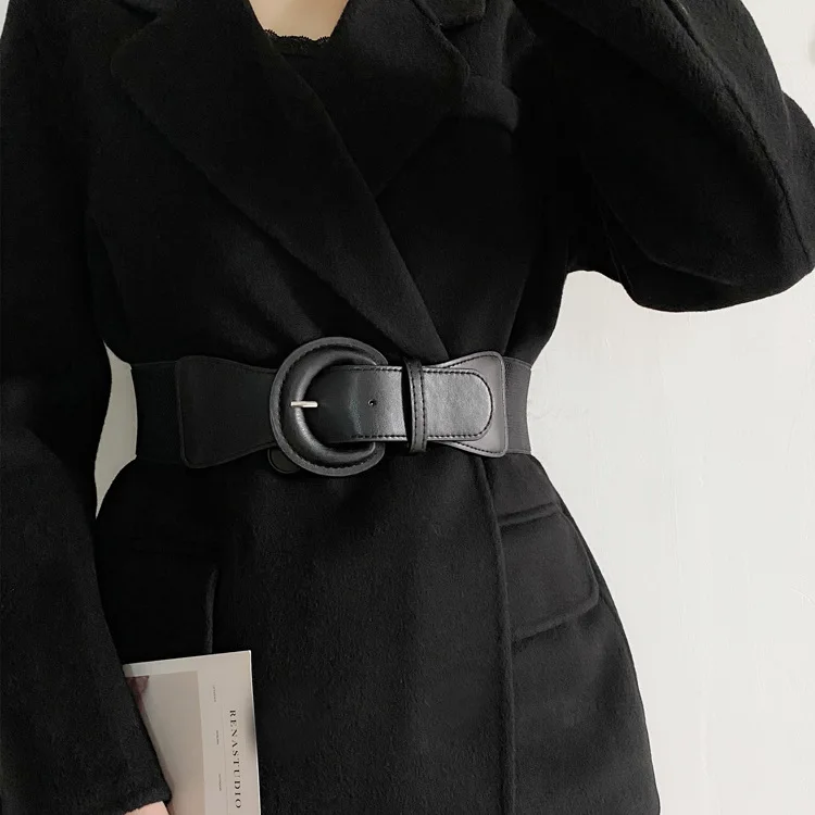 Elastic women's waist seal round pin buckle fashion belt Stretch wide belt with suit jacket dresses
Elastic women's waist seal round pin buckle fashion belt Stretch wide belt with suit jacket dresses
