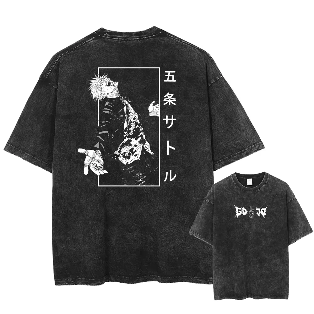 Anime Jujutsu Kaisen Gojo Satoru Men's Acid Wash T-Shirt Fashion Cotton Fitness Retro Streetwear Oversized Casual Short Sleeve
Anime Jujutsu Kaisen Gojo Satoru Men's Acid Wash T-Shirt Fashion Cotton Fitness Retro Streetwear Oversized Casual Short Sleeve