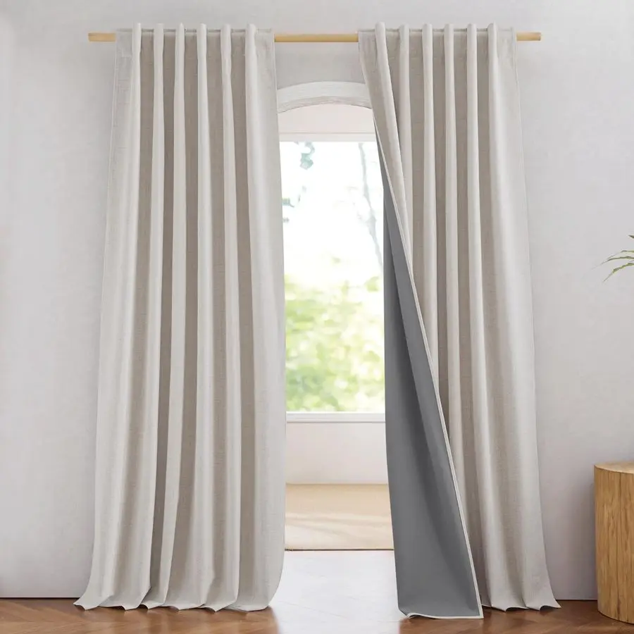 100 Blackout Brich Linen Curtains for Dingning Room 90 inches Long, Thermal Insulated Window Treatments with Privacy Liner, 2 Pa
100 Blackout Brich Linen Curtains for Dingning Room 90 inches Long, Thermal Insulated Window Treatments with Privacy Liner, 2 Pa