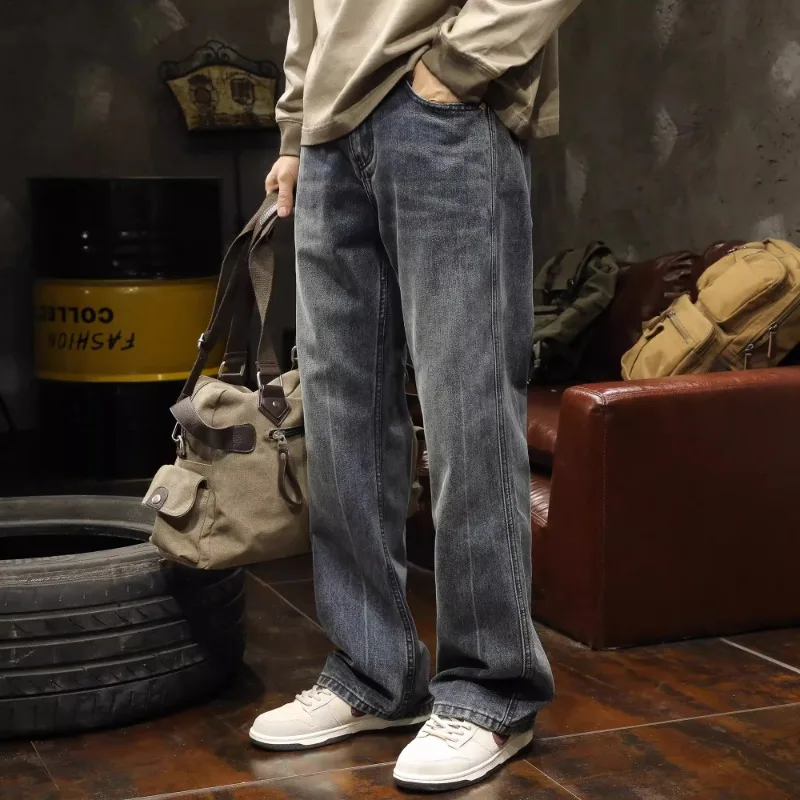 Classic all-in-one blue men's jeans Spring and autumn loose straight leg trend new American retro high street casual pants
Classic all-in-one blue men's jeans Spring and autumn loose straight leg trend new American retro high street casual pants