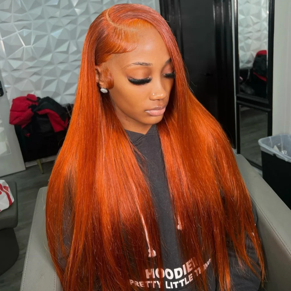 30 Inch Orange Ginger Straight HD Transparent Lace Front Wigs 13x4 13x6 #350 Colored Wigs Human Hair Burmese Wigs 200 Density
30 Inch Orange Ginger Straight HD Transparent Lace Front Wigs 13x4 13x6 #350 Colored Wigs Human Hair Burmese Wigs 200 Density