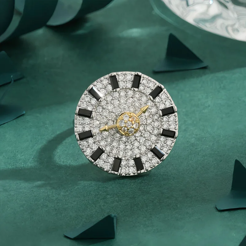 Luxury Retro Titanium Ring European And American Fashion Micro-Inlaid Zircon New Clock Design Personality Jewelry
Luxury Retro Titanium Ring European And American Fashion Micro-Inlaid Zircon New Clock Design Personality Jewelry