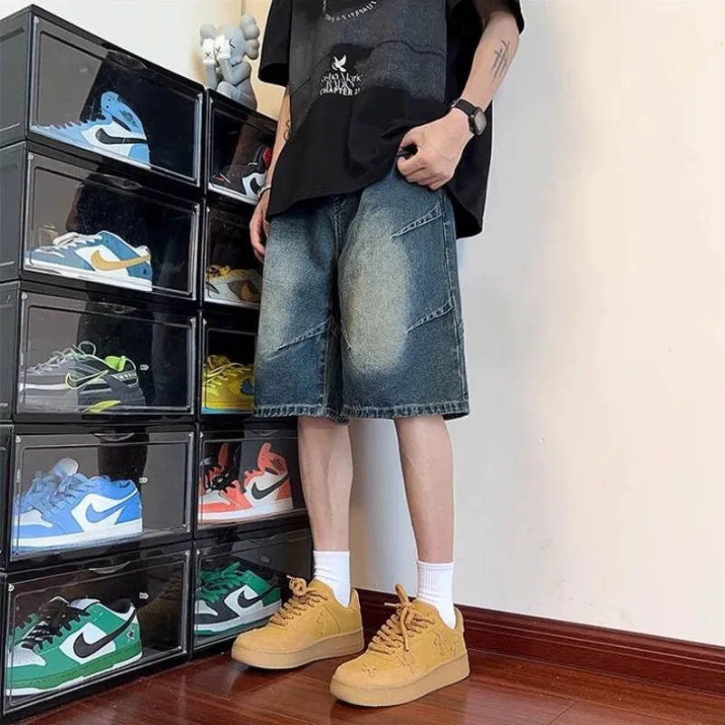 Men's Vintage Washed Distressed Denim Shorts Loose Fit Wide Leg Casual Streetwear Jorts
Men's Vintage Washed Distressed Denim Shorts Loose Fit Wide Leg Casual Streetwear Jorts