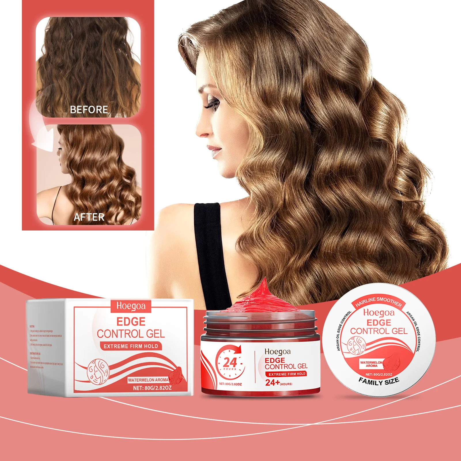 Watermelon Scent Hair Styling Gel - Strong Hold Edge Control, Natural Shine, Flyaway & Baby Hair Tamer, Non-Greasy Formula
Watermelon Scent Hair Styling Gel - Strong Hold Edge Control, Natural Shine, Flyaway & Baby Hair Tamer, Non-Greasy Formula