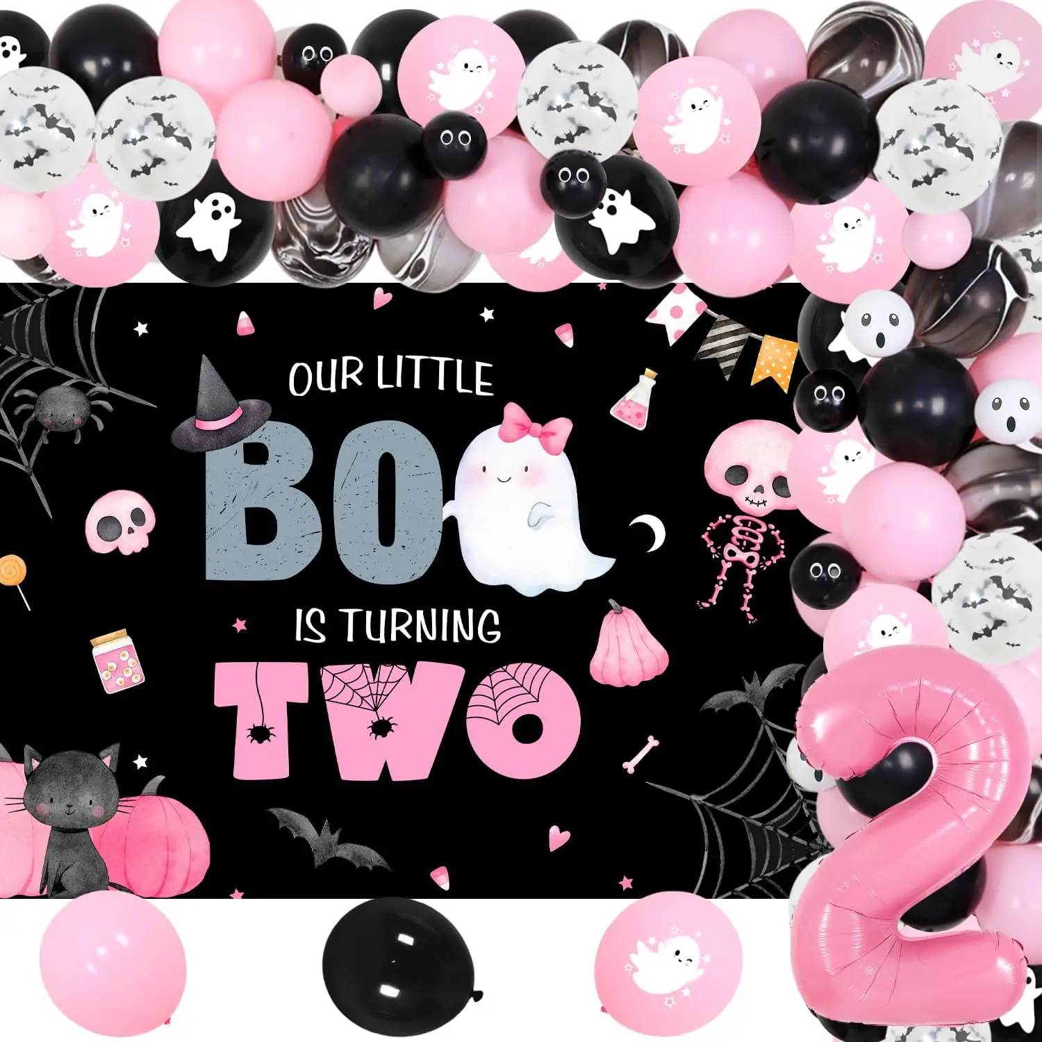 Fangleland Halloween 2nd Birthday Party Decorations Pumpkin Backdrop Black Pink Foil Balloon Birthday Party Decor Supplies
Fangleland Halloween 2nd Birthday Party Decorations Pumpkin Backdrop Black Pink Foil Balloon Birthday Party Decor Supplies
