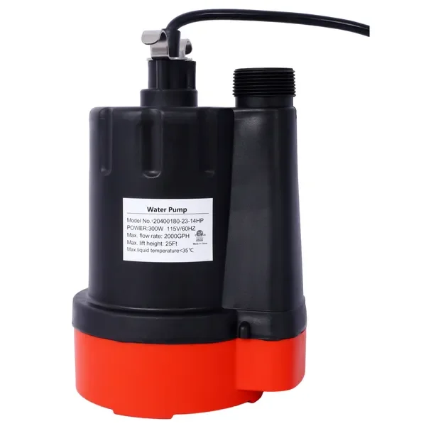 Submersible Water Pump, 1/4HP 2000GPH Thermoplastic Utility Pump Portable Electric Water Pump Sump
Submersible Water Pump, 1/4HP 2000GPH Thermoplastic Utility Pump Portable Electric Water Pump Sump