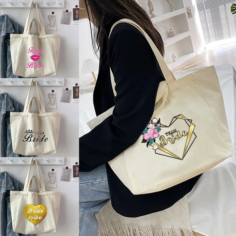 Women Canvas Shoulder Bag Foldable Shopping Bags Bride Printed Student Shopper Bags Handbag Travel Shopping Beach Totes Bags
Women Canvas Shoulder Bag Foldable Shopping Bags Bride Printed Student Shopper Bags Handbag Travel Shopping Beach Totes Bags