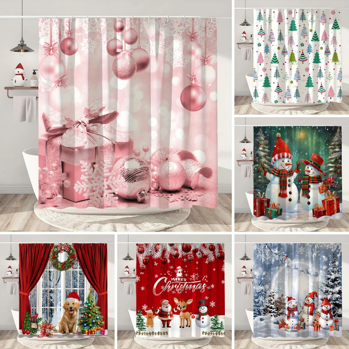 Christmas Shower Curtain Santa Claus Christmas Gifts Snowman Happy Holidays Polyester Shower Curtains Bathroom Deco with Hooks
Christmas Shower Curtain Santa Claus Christmas Gifts Snowman Happy Holidays Polyester Shower Curtains Bathroom Deco with Hooks