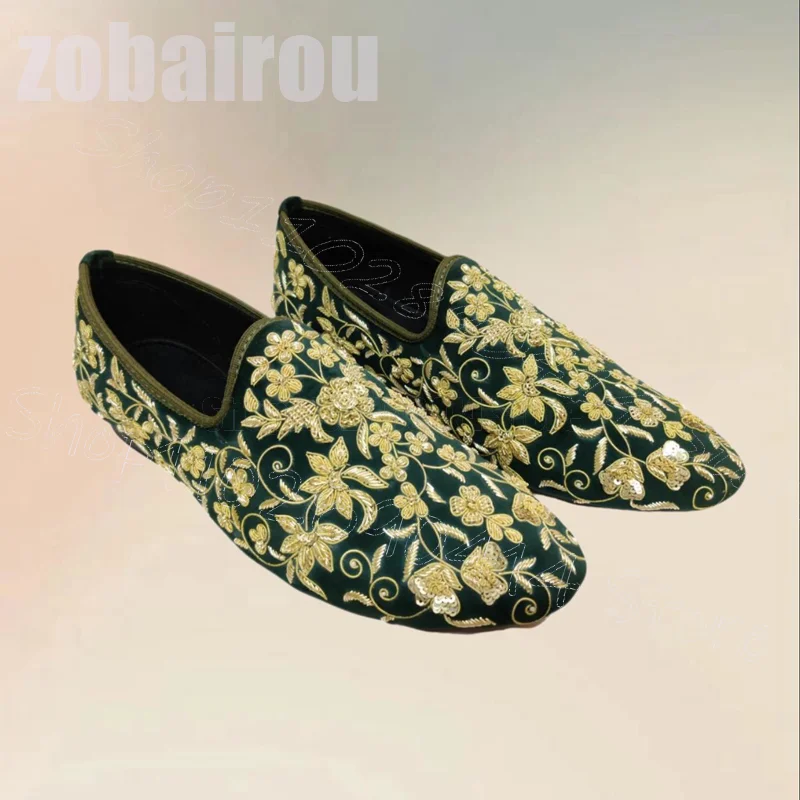 Gold Floral Embroidery Design Royal Style Loafers Fashion Slip On Men Shoes Luxury Handmade Party Feast Wedding Men Dress Shoes
Gold Floral Embroidery Design Royal Style Loafers Fashion Slip On Men Shoes Luxury Handmade Party Feast Wedding Men Dress Shoes