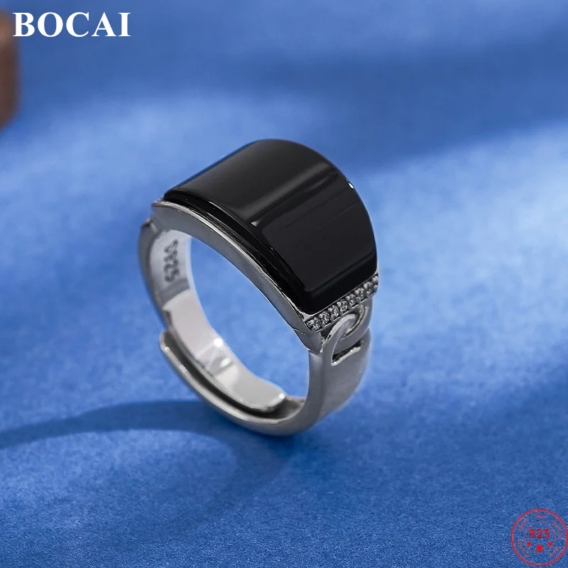 BOCAI S925 Sterling Silver Charms Rings for Men Women Minimalist Cambered Surface Black Agate Fashion Jewelry Wholesale
BOCAI S925 Sterling Silver Charms Rings for Men Women Minimalist Cambered Surface Black Agate Fashion Jewelry Wholesale