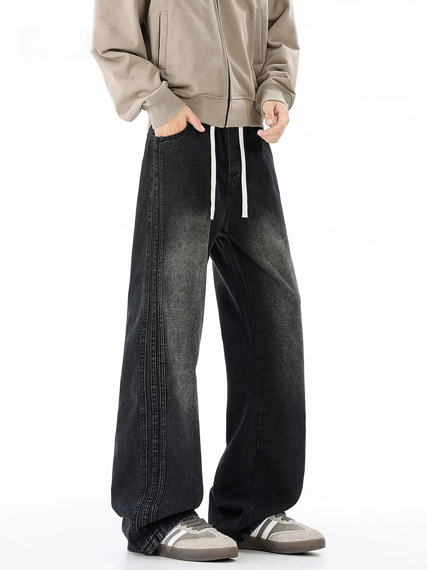 American High Street Men's Fleece Lined Thickened Washed Denim Jeans Elastic Waist Straight Leg Trendy Brand Casual Pants
American High Street Men's Fleece Lined Thickened Washed Denim Jeans Elastic Waist Straight Leg Trendy Brand Casual Pants