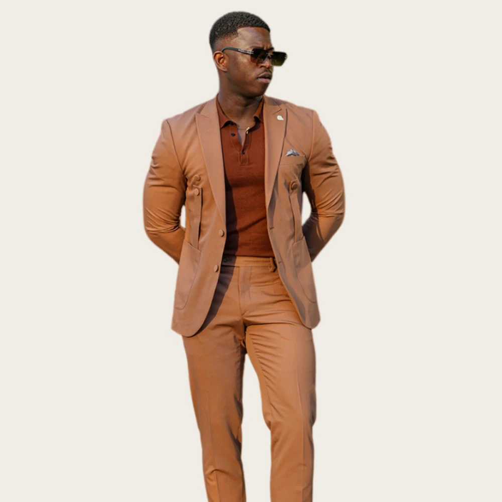 Camel Brown Men Suit 2 Pieces Side Open Double Breasted Slim Fit Peak Lapel Blazer Pants Set for Wedding Party Business Tuxedo
Camel Brown Men Suit 2 Pieces Side Open Double Breasted Slim Fit Peak Lapel Blazer Pants Set for Wedding Party Business Tuxedo
