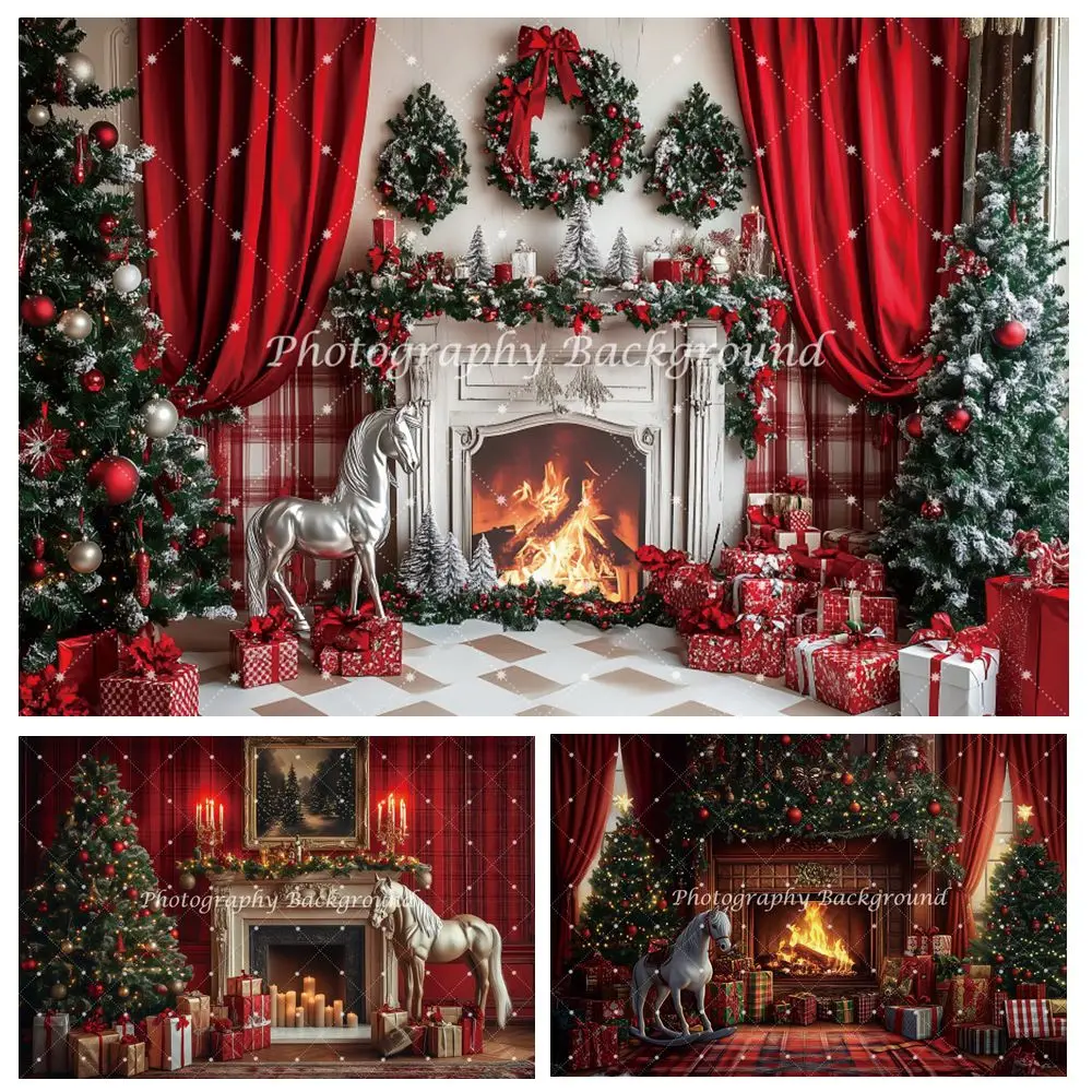 Christmas Photography Backdrop Xmas Tree Fireplace Gifts Toy Horse Christmas Decor Photo Background Photo Studio Photobooth Prop 
Christmas Photography Backdrop Xmas Tree Fireplace Gifts Toy Horse Christmas Decor Photo Background Photo Studio Photobooth Prop
