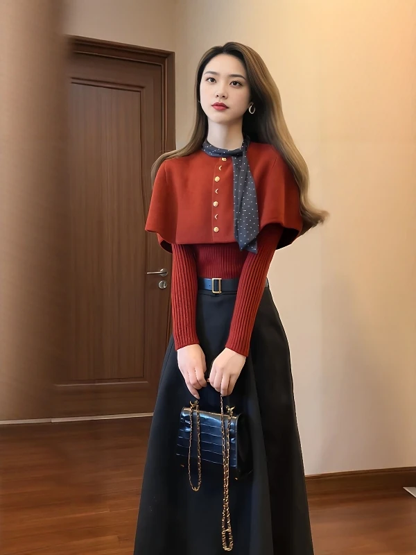 Уникальный женский модный комплект с накидкой, юбкой и футболкой, осенняя коллекция, удобный длинный свитер из смесового хлопка
Уникальный женский модный комплект с накидкой, юбкой и футболкой, осенняя коллекция, удобный длинный свитер из смесового хлопка