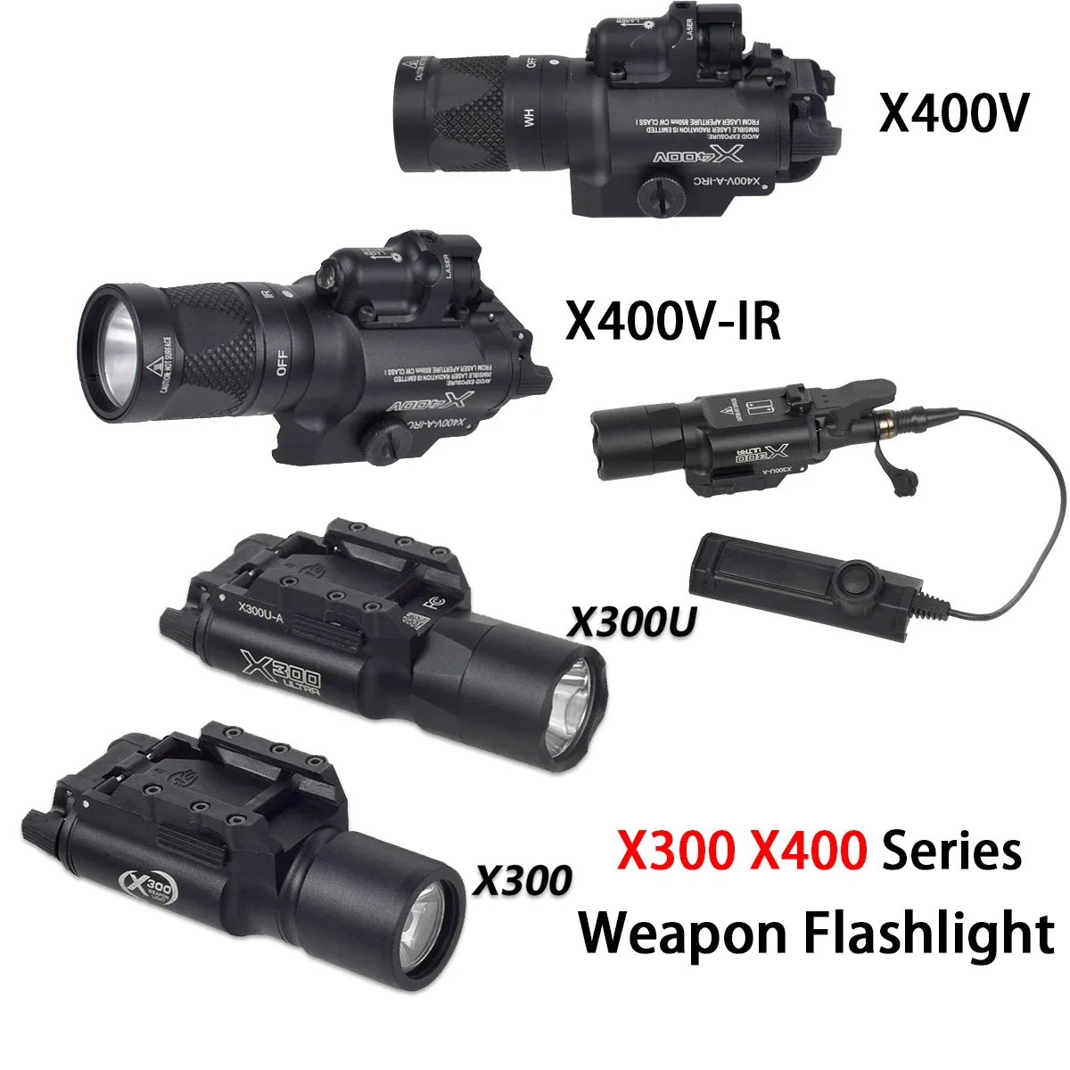 Tactical SureFir X300 X400 Series Weapon Gun Light With Upgrade Remote Dual Function Switch X300V X400V IR Flashlight
Tactical SureFir X300 X400 Series Weapon Gun Light With Upgrade Remote Dual Function Switch X300V X400V IR Flashlight