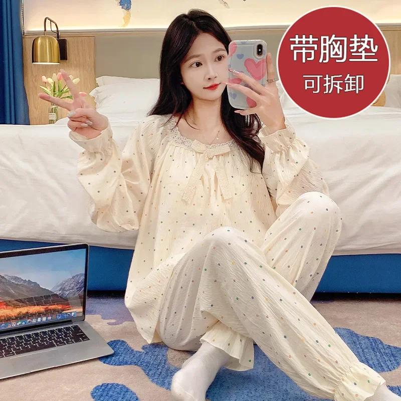 Pyjamas Women's Clothing Suits Spring Korea Bustier Home Comfortable Leisure Slim Temperament Loose Fit Breathable Fresh Sweet
Pyjamas Women's Clothing Suits Spring Korea Bustier Home Comfortable Leisure Slim Temperament Loose Fit Breathable Fresh Sweet
