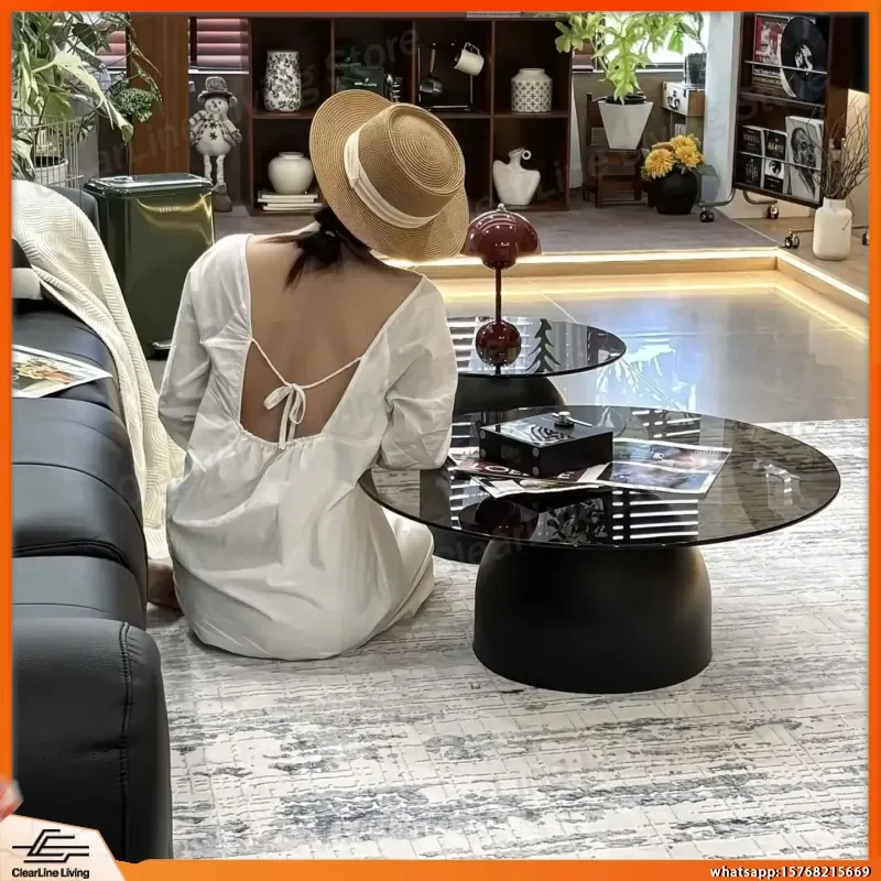 Modern Round Glass Coffee Table with Metal Base and Tempered Glass Top Nesting Side Tables for Living Room Sofa Table Small
Modern Round Glass Coffee Table with Metal Base and Tempered Glass Top Nesting Side Tables for Living Room Sofa Table Small