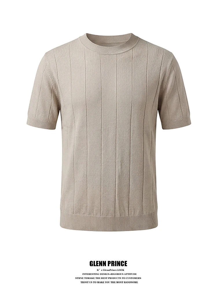 Cooling Sensation Knitted Short Sleeve T-Shirt Men's Summer Breathable Pure Color Ribbed Cuff round Neck Top by GPstudio
Cooling Sensation Knitted Short Sleeve T-Shirt Men's Summer Breathable Pure Color Ribbed Cuff round Neck Top by GPstudio