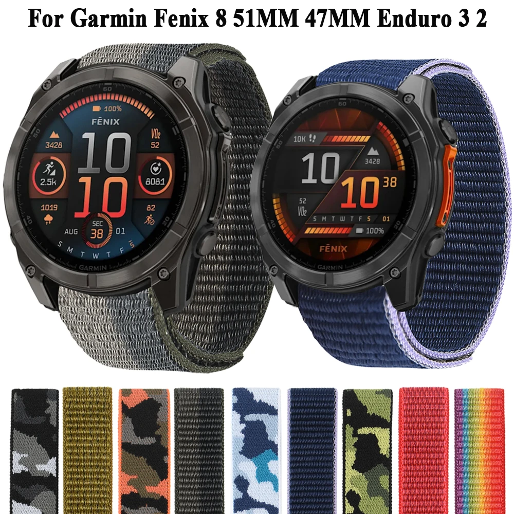 26mm 22mm Nylon Wristband Strap For Garmin Fenix 8 E 47mm 51mm Enduro 3 2 Bracelet Forerunner 935 945 955 Watch Band Accessories
26mm 22mm Nylon Wristband Strap For Garmin Fenix 8 E 47mm 51mm Enduro 3 2 Bracelet Forerunner 935 945 955 Watch Band Accessories