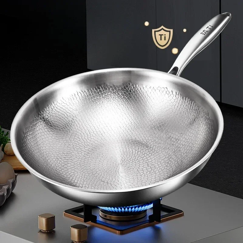 Pure Titanium Round Bottom Wok Uncoated Non-stick Pan Can Be Used in Concave Induction Cooker, Household Stir-frying
Pure Titanium Round Bottom Wok Uncoated Non-stick Pan Can Be Used in Concave Induction Cooker, Household Stir-frying