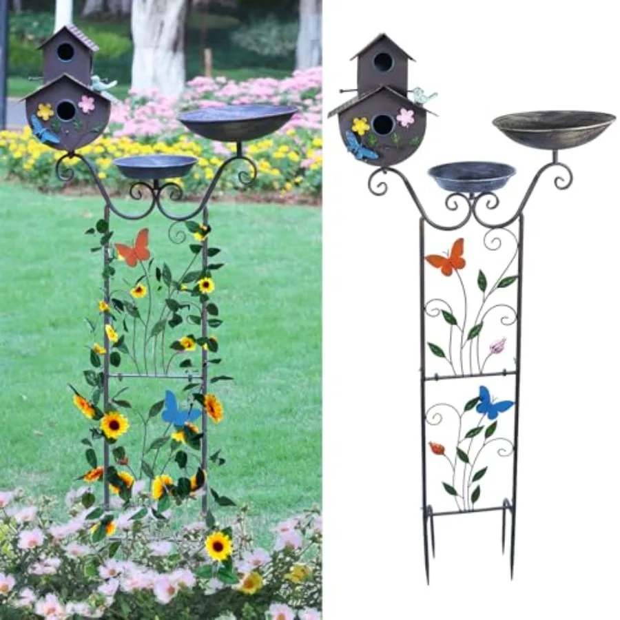 52" H Bird Bath and Metal Birdhouses for Outdoors, Metal Standing Bird Bath Feeder and Climbing Plant Trellis 4-in-1, Garden Ya
52" H Bird Bath and Metal Birdhouses for Outdoors, Metal Standing Bird Bath Feeder and Climbing Plant Trellis 4-in-1, Garden Ya