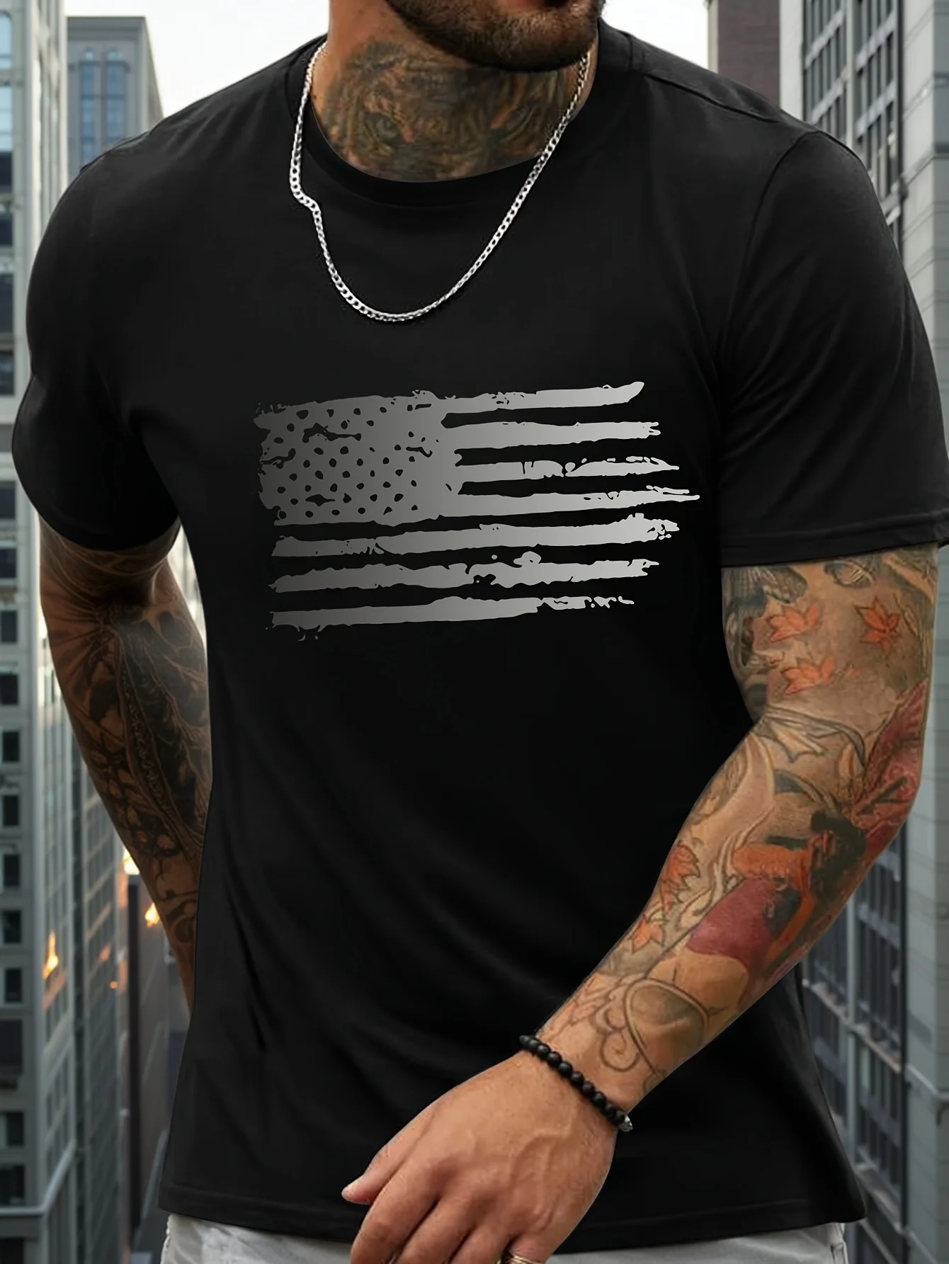 Mens Crew Neck Short Sleeve Graphic T-Shirt - Soft, Lightweight, Slight Stretch Polyester Top with American Flag Pattern
Mens Crew Neck Short Sleeve Graphic T-Shirt - Soft, Lightweight, Slight Stretch Polyester Top with American Flag Pattern