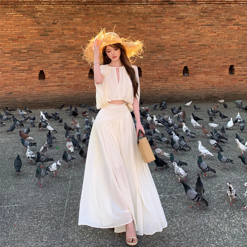 Chill Sensation Set round Ne Svel Cloak High Waist Gauze Long Skirt Set Women's Faion Spring Collection Ammonia Fiber
Chill Sensation Set round Ne Svel Cloak High Waist Gauze Long Skirt Set Women's Faion Spring Collection Ammonia Fiber