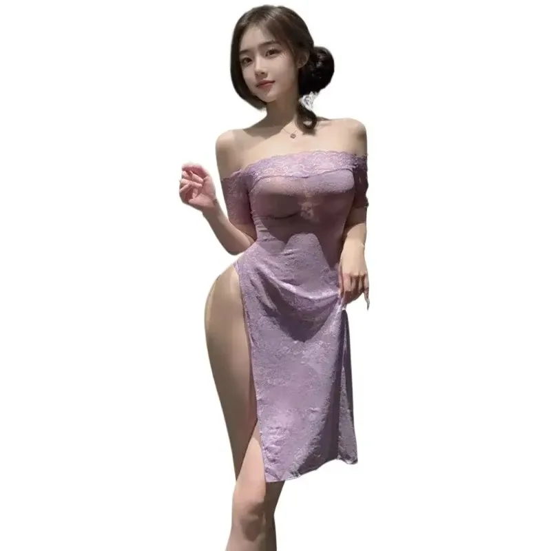 Sexy Lingerie Dress Transparent Qipao Sexy Tempting Chinese Retro Cheongsam Skirt Lace Tradition Porno Exotic Costumes Purple
Sexy Lingerie Dress Transparent Qipao Sexy Tempting Chinese Retro Cheongsam Skirt Lace Tradition Porno Exotic Costumes Purple