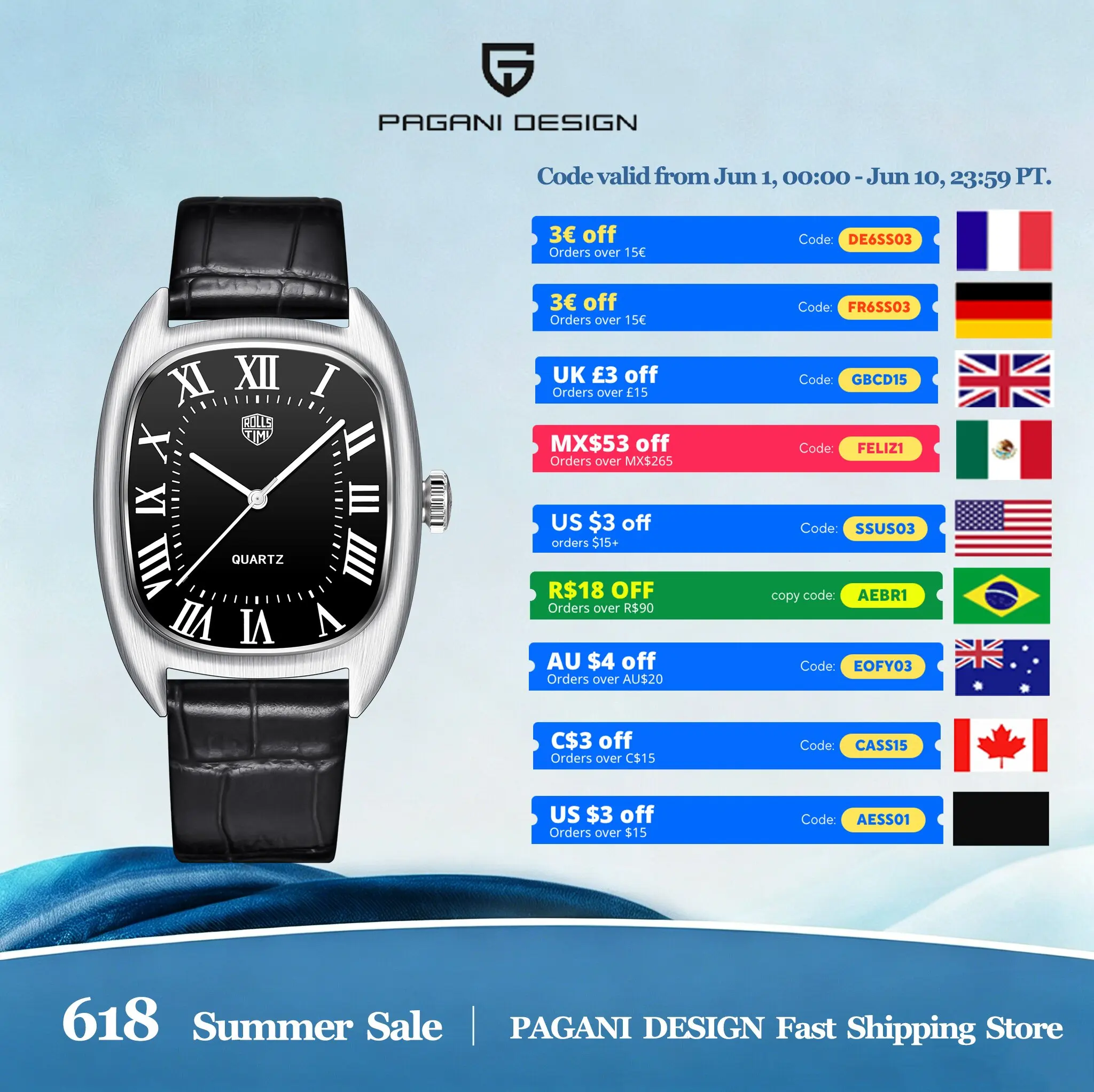 ROLLSTIMI High-End Elegant Men Quartz Watch Choice For Elite Gentleman VH31 Leather Strap Hardlex Roman Hour Scale Diving Watch
ROLLSTIMI High-End Elegant Men Quartz Watch Choice For Elite Gentleman VH31 Leather Strap Hardlex Roman Hour Scale Diving Watch