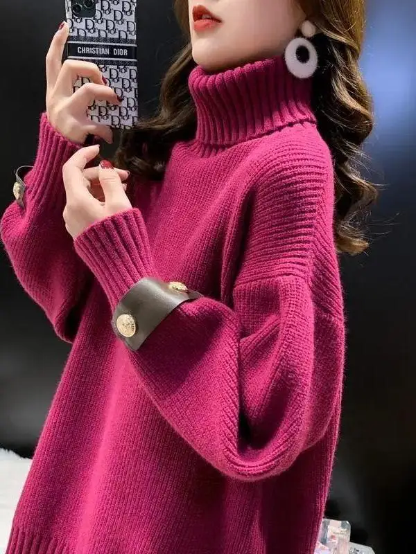 Soft Cozy Color Women's Knitwear High Collar Long Sleeve Loose Fit Autumn Winter New Style Warm Base Layer Turtleneck Top
Soft Cozy Color Women's Knitwear High Collar Long Sleeve Loose Fit Autumn Winter New Style Warm Base Layer Turtleneck Top