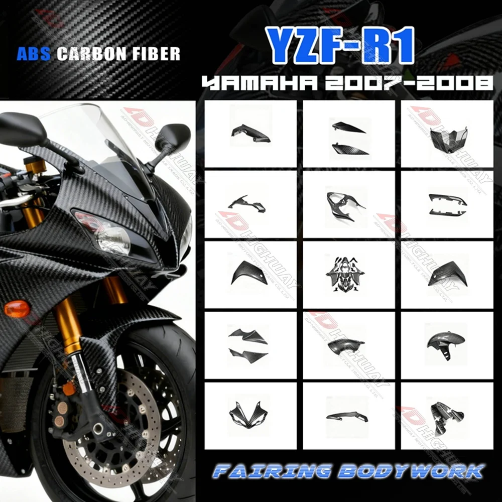 ABS Carbon Fiber Pattern Faring Kits For Yamaha YZF R1 2007-2008 Fender Frame Cover Trim Fuel Tank Motorcycle Accessories
ABS Carbon Fiber Pattern Faring Kits For Yamaha YZF R1 2007-2008 Fender Frame Cover Trim Fuel Tank Motorcycle Accessories