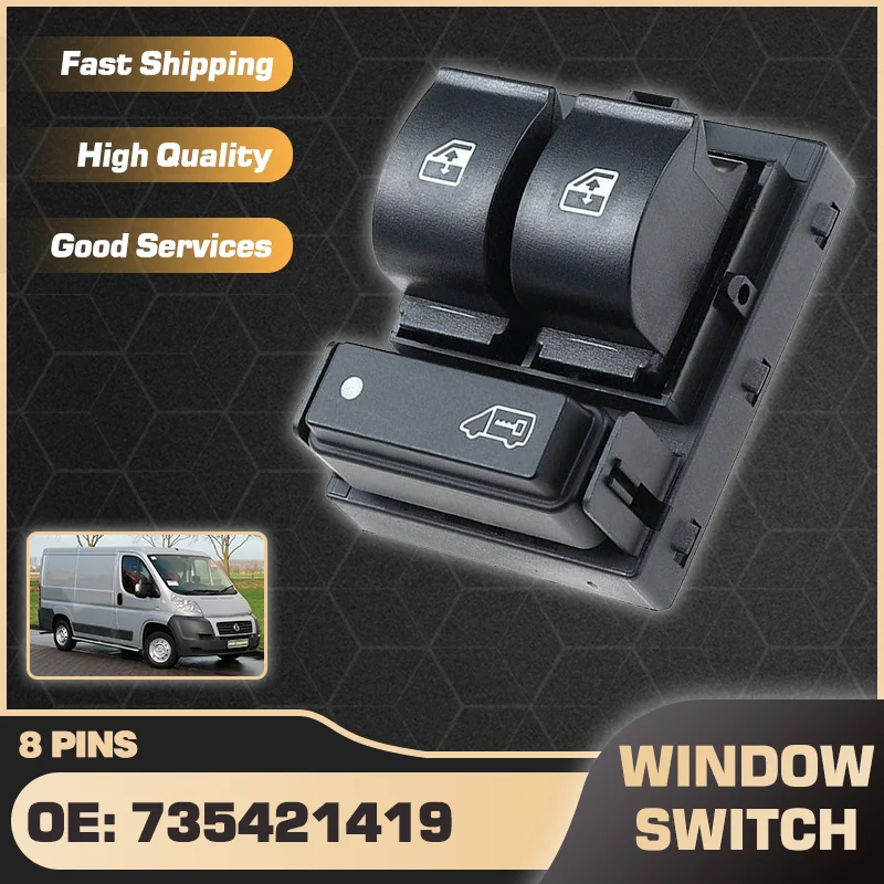 735421419 LHD Car Power Window Master Switch Button For Citroen Jumper Relay Fiat Ducato Peugeot Boxer Manager 2006-2014 8 Pins
735421419 LHD Car Power Window Master Switch Button For Citroen Jumper Relay Fiat Ducato Peugeot Boxer Manager 2006-2014 8 Pins