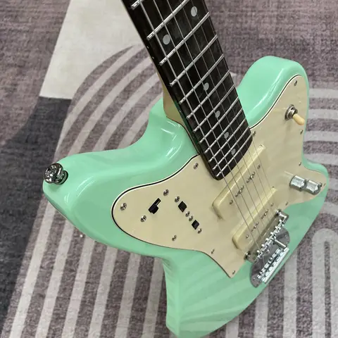 Light Green Electric Guitar P90 Pickup Rosewood Fretboard White Pickguard Fast Ship