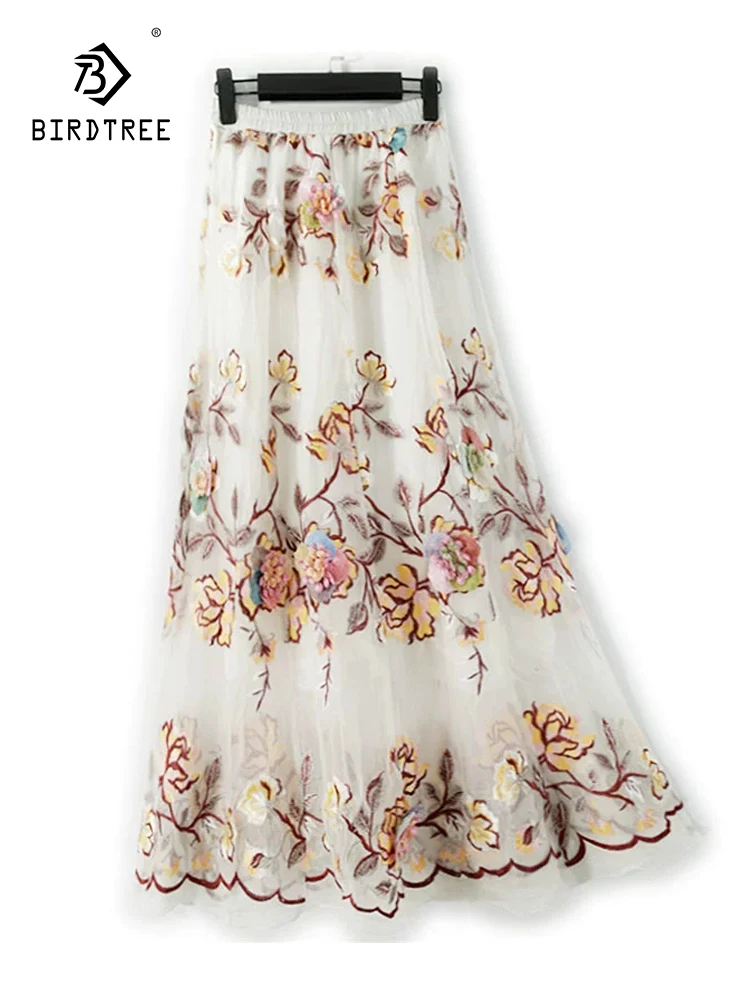 BirdTree-Women Silk Elegant Skirt, Elastic High Waist Floral Embroidery, Casual Beach Vacation Fairy Skirt, 2025 Summer B57030CC
BirdTree-Women Silk Elegant Skirt, Elastic High Waist Floral Embroidery, Casual Beach Vacation Fairy Skirt, 2025 Summer B57030CC