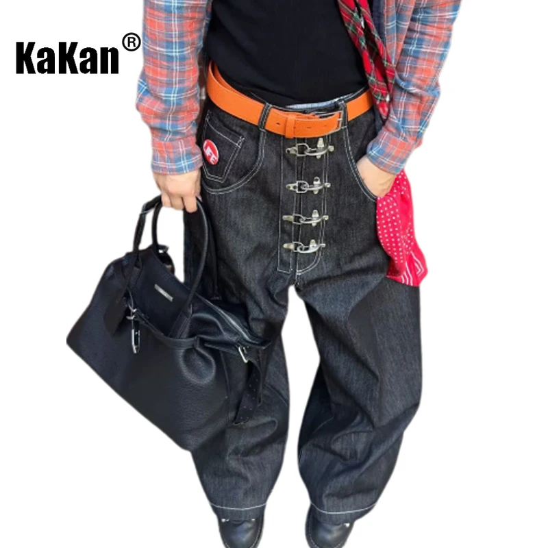 Kakan - Street Retro Airplane Buckle Men's Jeans, Y2k Clothing Contour Curved Knife Long Jeans 
Kakan - Street Retro Airplane Buckle Men's Jeans, Y2k Clothing Contour Curved Knife Long Jeans
