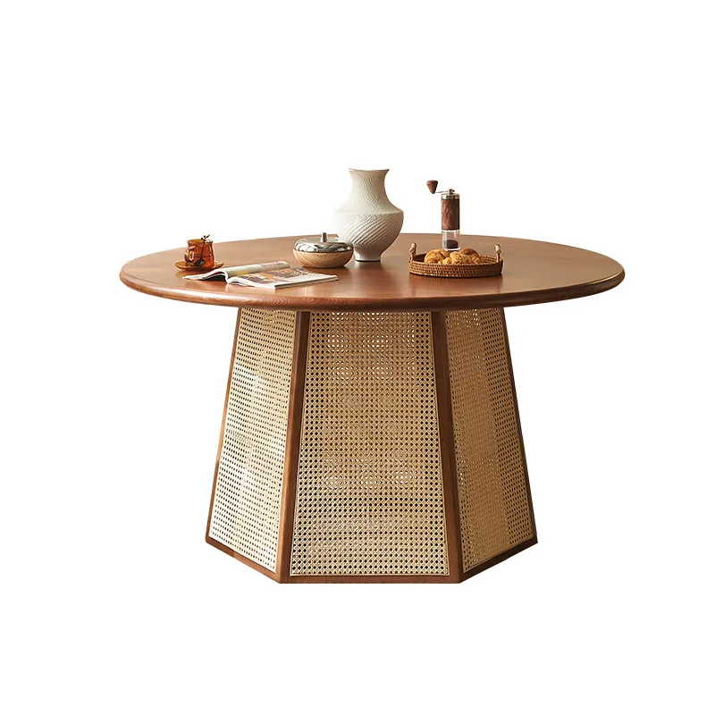 Nordic rattan solid wood dining table and chair combination creative Japanese home restaurant round table homestay hotel dining
Nordic rattan solid wood dining table and chair combination creative Japanese home restaurant round table homestay hotel dining