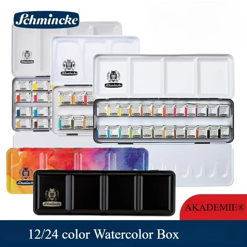 German Schmincke - AKADEMIE® AQUARELL Watercolor Set, 9/12/18/24 color, Highly lightfast Colors, Fine Artists' Watercolors
German Schmincke - AKADEMIE® AQUARELL Watercolor Set, 9/12/18/24 color, Highly lightfast Colors, Fine Artists' Watercolors