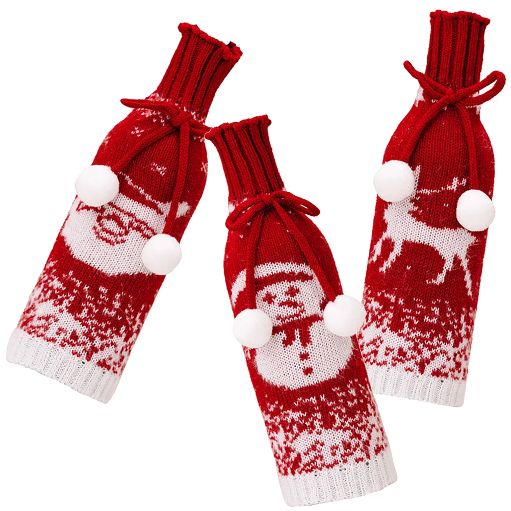 3 Pcs Knitted Bottle Cover Christmas Decor Elder Snowman Reindeer Design Polyester Cloth MaterialReusable Xmas
3 Pcs Knitted Bottle Cover Christmas Decor Elder Snowman Reindeer Design Polyester Cloth MaterialReusable Xmas