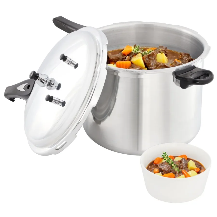 Induction and Stovetop Pressure Cooker with Steamer
Induction and Stovetop Pressure Cooker with Steamer