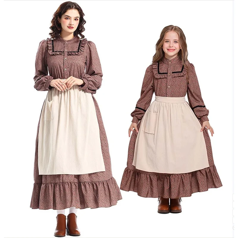 Mother And Daughter Matching Look Mother Kids Prairie Pioneer Dress Victorian Medieval Dress Carnival Halloween Cosplay Costume
Mother And Daughter Matching Look Mother Kids Prairie Pioneer Dress Victorian Medieval Dress Carnival Halloween Cosplay Costume