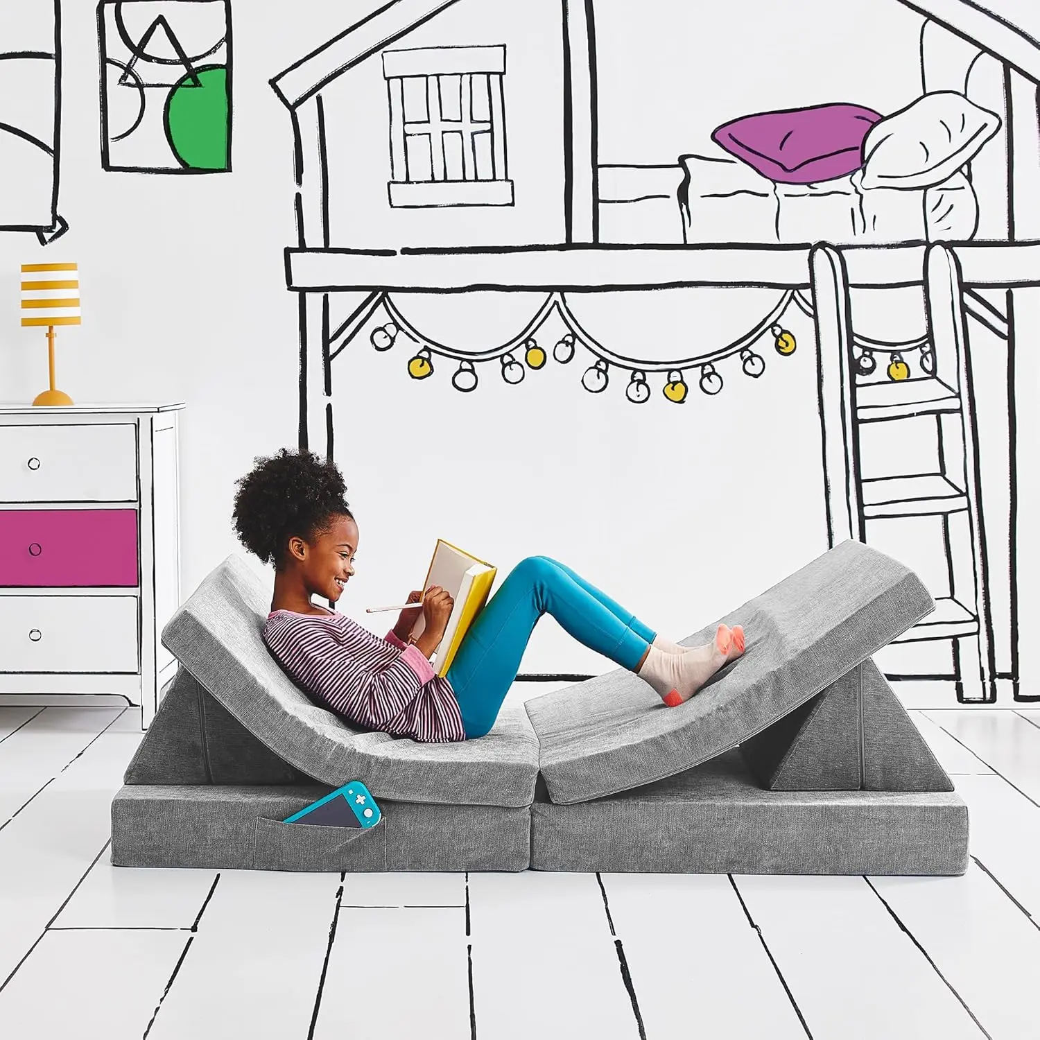 Kids and Toddler Play Couch, Convertible Folding Sofa, Durable Foam Modular Design, Mountain Gray
Kids and Toddler Play Couch, Convertible Folding Sofa, Durable Foam Modular Design, Mountain Gray