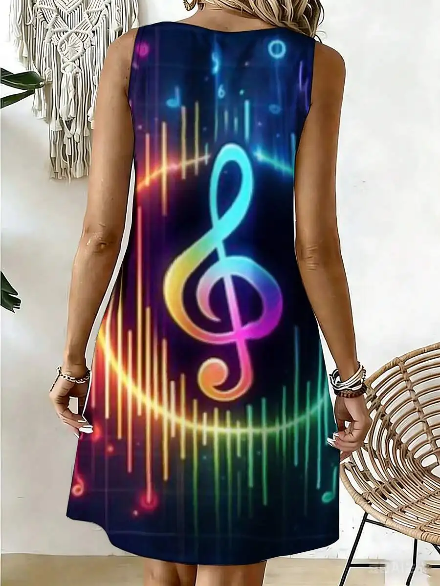 Colorful Music Note Print Sleeveless A-Line Mini Dress For Women Summer Casual Beach Party Outfit
Colorful Music Note Print Sleeveless A-Line Mini Dress For Women Summer Casual Beach Party Outfit