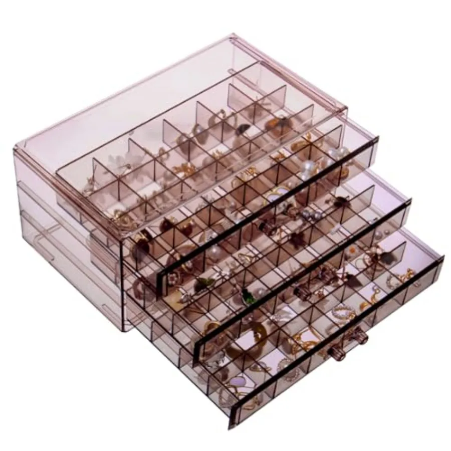 Earring Storage Box Organizer 3 Drawers Acrylic Jewelry Storage Box Holder Transparent Jewelry Display Stand with 72 Small Comp
Earring Storage Box Organizer 3 Drawers Acrylic Jewelry Storage Box Holder Transparent Jewelry Display Stand with 72 Small Comp