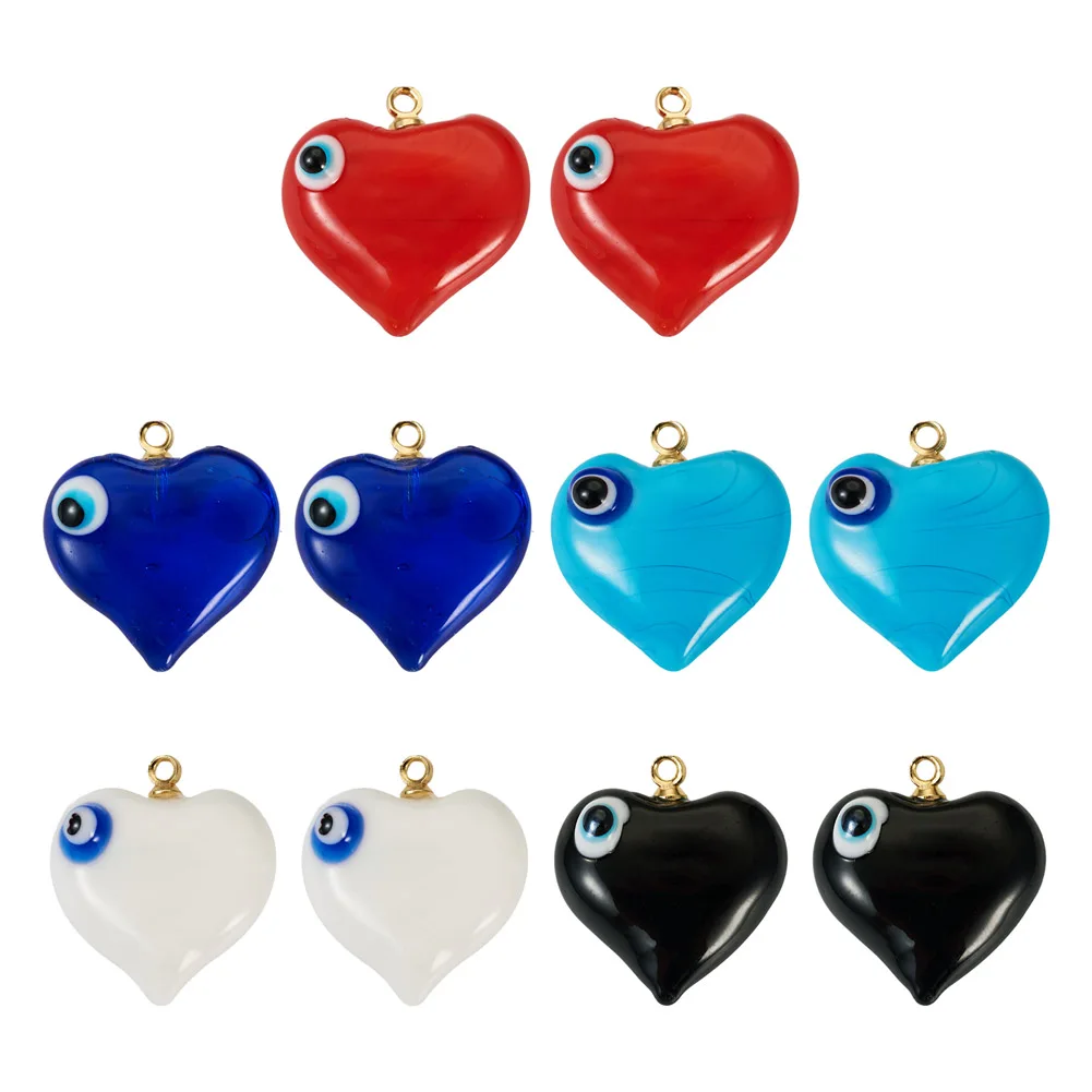 10Pcs 5 Colors Heart Charm Handmade Evil Eye Lampwork Pendants for jewelry making DIY bracelet necklace Crafts Keychains Decor
10Pcs 5 Colors Heart Charm Handmade Evil Eye Lampwork Pendants for jewelry making DIY bracelet necklace Crafts Keychains Decor