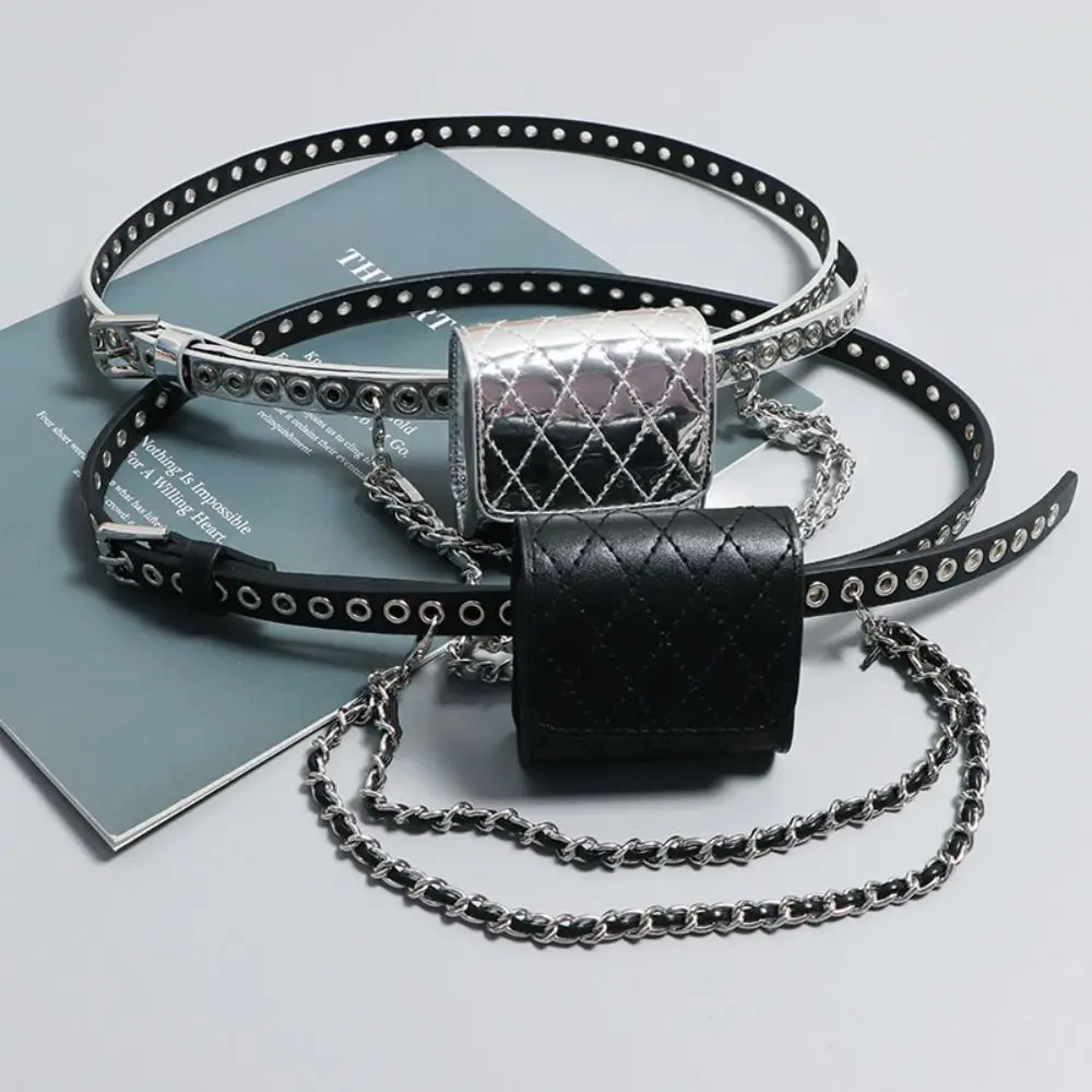 Portable Korean Style Women Waist Bag Silver PU Belt Waist Bag Chain Decorative Solid Color Women Belt Bag Female
Portable Korean Style Women Waist Bag Silver PU Belt Waist Bag Chain Decorative Solid Color Women Belt Bag Female